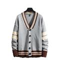 SFBJPZW Mens Cardigan Knitted Winter Side Striped Patchwork Harajuku Sweaters Grey Sweater Men 3XL