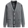 SFBJPZW Autumn Winter Men Sweater Jackets V-Neck Thick Coat Warm Knitwear Cardigan 6631 Light Grey XXL