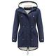 Women's Jacket Autumn And Winter Fashion Solid Color Plus Size Warm Hooded Mid-length Coat With Pockets XL