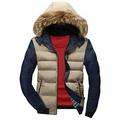 Men's Hooded Collar Winter Casual Padded Cotton Jacket Mens Sweatshirt Hoodie Sweater Sale Windproof Outerwear Clothing for Daily Outdoor Wear