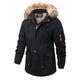 LUONE Men's Parka Coat Men's Thick Warm Snow Parkas Jacket Detachable Overcoat Mid-Length Cotton-Padded Jacket British Fur Collar Coat,Black,M