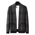 SFBJPZW Men's Cardigan Sweater Warm Plaid Coats Winter Knitted Sweater Jacket Knitwear Grey XL