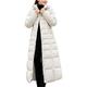 SKYWPOJU Women Down Jacket Long Winter Coat Zipper Coat Thick Warm Parka Bomber Jacket with Fur Hood (Color : White, Size : M)