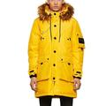 D&D Diesel W-Colby Men's Padded Parka Jacket with Hood and Synthetic Fur Trim Yellow Yellow (L)