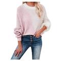 Women's Irregular Color Block Patchwork Slit Tunic Tops Shirt Long Sleeve Loose Oversized Knit Sweatshirt T Shirt Top