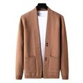 Autumn Winter Solid Color Cardigan Knit Jacket Style Pocket Cardigan Brick Red XL