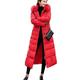 SKYWPOJU Women Down Jacket Long Winter Coat Zipper Coat Thick Warm Parka Bomber Jacket with Fur Hood (Color : Red, Size : M)
