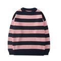 MARYSHARON Autumn Winter Round Neck Loose Knit Sweater Stripe Thick Oversized Base Pullovers Sweater Jumper PINK L