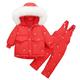 Baby Puffer Suit Hoodie Coats Dungarees Set 2 Piece Outerwear Unisex Kids Winter Warm Button Down Jacket Romper Jumpsuit Romper