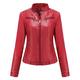 SRUQ Women's PU Leather Jacket Ladies Biker Style Soft Jackets with Zip Pockets Fitted Vintage Short Coat (M, Red)