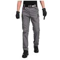 FENGCHENX Stretch Pants Multi-Pocket Men's Fabrics Outdoor Combat Training Overalls Pants Pants (Gray, L)