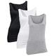 H HIAMIGOS Layering Tank Tops for Women Ladies Stretchy Vest Tops Scoop Neck Summer Casual Shirt 3 Pack Black White Grey XX-Large