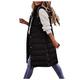 Down Vest for Women Casual Sleeveless Slim Fit Mid-Length Down Jacket Coat Warm Lightweight Quilted Vest with Hood (Black,XL)