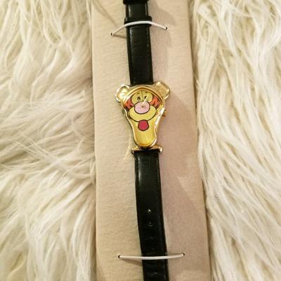 Disney Accessories | Disney Tigger Timex Vtg 90's Leather Band Watch | Color: Black/Gold | Size: Os