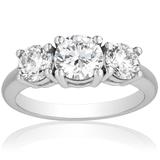 Superior Quality Collection 2.0 CT. T.W. Diamond Three Stone Ring in 18 Karat White Gold (I, VS2)6