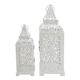 Rebecca Mobili 2 pcs Candle Holder Lanterns Ethnic Metal, Glossy White, For Flower Candles, Garden Living Room - Measurements: 39 x 14.5 x 14.5 cm (HxWxD) - Art. RE6551