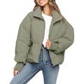 Winter Oversized Down Jacket Full-Zip Thermal Long-Sleeve Stand Collar Quilted Jacket Puffer