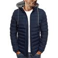 Mens Puffer Jacket Hooded Jacket Warm Winter Coat Hoodie Jacket Lightweight Water Resistant Rain Coat Zip Pocket Navy L