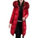 ORANDESIGNE Women Winter Warm Thick Faux Fur Coat Hood Parka Long Jacket Casual Solid Slim Overcoat Down Padded Outwear Oversize Red UK 12