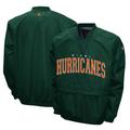Men's Franchise Club Green Miami Hurricanes Members Windshell V-Neck Pullover Jacket