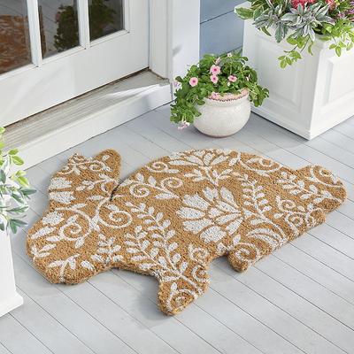 Botanical Bunny Shaped Coir Door Mat - Grandin Road