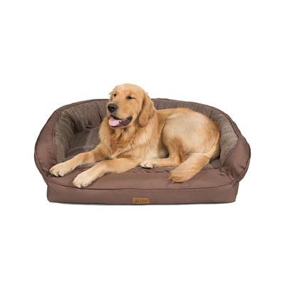 3 Dog Pet Supply Chocolate EZ Wash Fleece Bolster Dog Bed, 33" L X 24" W X 9" H