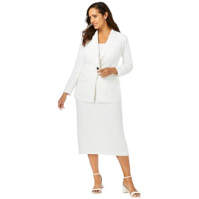 Plus Size Women's 2-Piece Stretch Crepe Single-Breasted Skirt Suit by Jessica London in White (Size 28) Set