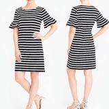 J. Crew Dresses | J. Crew Black And White Striped Bell Sleeve Shift Dress Size M | Color: Black/White | Size: S