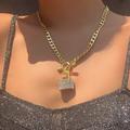 Free People Jewelry | Crystal Necklace Lock | Color: Gold | Size: Os