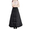 WOYAOFEI Women's Skirt Windproof Skirt Long Down Look Warm Quilted Skirt Velvet Wrap Skirt, black, L