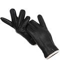 Winter Hand-Stitched Men's Leather Gloves Warm Soft Windproof Driving Mittens with Wool Lining Black 11