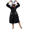 Xinlong Panda Bathrobe Unisex Pyjamas with Hood Black Bathrobe Women's Animal Dressing Gown Robe Sauna, black, L