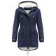 Vagbalena Winter Warm Winter Parka Hooded Down Jacket Padded Wool Coat Jacket with Drawstring and Fur Hood Ladies Fashion Zipper Pure Color Parka (Navy Blue,M)