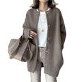 EnnUerporinKS Women's Faux Woolen Jackets Fuzzy Fleece Trench Coat Winter Warm Outwear Elegant Single-Breasted Long Jacket