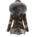 Women's Winter Coat Long Sleeve Cotton Jacket Camouflage Winter Jacket Thicker Warm Winter Parka Zip Pocket Coat Leisure Parka Windproof Cold Protection Wind Jacket Transition Jacket, #01-Grey, S