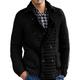 EMPERSTAR Winter Men'S Sweater Cardigan Solid Color Lapel Long Sleeve Knit Jacket Black XXL