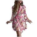 Briskorry Kimono Bathrobes for Women Lightweight Bathrobe Coats Short Tie-Dye Loungewear Autumn Winter Fleece Nightdress Thickened Colourful Sleepwear Home Dress, B-pink, XXL