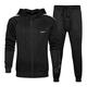 DRESCOKLJ Men's tracksuit, jogging suit, autumn, winter, long sports suit, hoodie, sweatshirt + trousers, leisure suit, hoodie, jogging bottoms, fitness activewear set, black, L