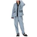 Briskorry Pair of Pyjama Set with Pocket Women's Men's Pyjamas Teddy Fleece Sleepwear Long Sleeve Two Piece Oversize for Home Thicker Pyjamas House Coat, blue, L