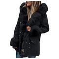 Winter Fleece Lined Coats for Women Plus Size Warm Thicken Hooded Parka Outerwear Plush Faux Fur Windproof Jackets