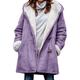 Women's Fluffy Fleece Lined Jacket Hoodie Coat Thick Winter Warm Parka Coat Ladies Long Sleeve Cardigan Outwear 5XL Purple