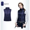 Women Sleeveless Women Ultra Light Down Vests Slim Jacket Girl Gilet Plus Lightweight Windproof Warm Waistcoat Vest (Color : Navy, Size : L)