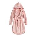 Briskorry Flannel Bathrobe Women's and Men's Cotton Shawl Collar Dressing Gown with Hood Long Sleeve Sauna Gown Long Fluffy House Coat with Belt Sauna Wellness, pink, L