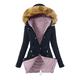 Womens Hooded Fleece Line Coats Parkas Faux Fur Jackets Active Outdoor Trench Raincoat with Pockets Plus Size