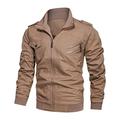 Men Transition Jacket Autumn Winter Simplicity Fashion Solid Color Men’S Coat Urban Stand-Up Collar Slim Fit Cardigan Daily Casual All-Match Men Longsleeve C-Khaki 4XL