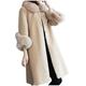 SHOBDW Women Buttons Plush Coat Elegant Thick Warm Solid Outerwear Long Fake Jacket Ladies Winter Cardigan Fashion Sweater Overcoat Jumper(Beige,3XL)