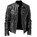 BKPPBi1lkin Leather Jacket Mens Autumn Winter Men Jackets Leather Stand Collar Zipper Motorcycle Jacket Short Coat Business Plus Size 5XL (Color : Black, Size : 3XL)