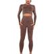 Seamless Women Yoga Set, High Waist Yoga Pants Gym Workout Tights, Gym Leggings Female Stripe 2 Pcs Running Workout Gym Suit, Athletic Legging Workout Outfits 2 Piece Brown