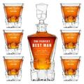 Maverton Personalised Whiskey Decanter and 6 Glasses for Man - Elegant Whisky Set for him - Ice Cubes Model - Stylish barware for Birthday - for Whisky connoisseurs - Occasion