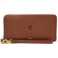 Women's Fossil Brown Boston College Eagles Leather Logan RFID Zip Around Clutch